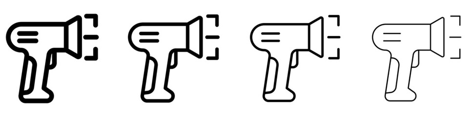 A set of handheld barcode scanner line icons featured in four different stroke weights. Vector illustration for indicating inventory, logistics, and retail processes. © chekman