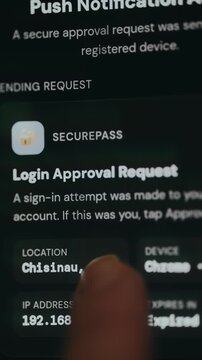 Push notification requesting user login confirmation on phone