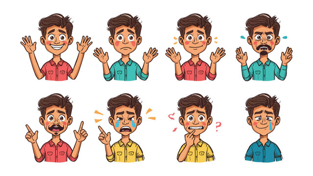 Expression Spectrum: A curated collection of eight diverse emotional expressions captured in a single individual, showcasing the breadth of human feeling.