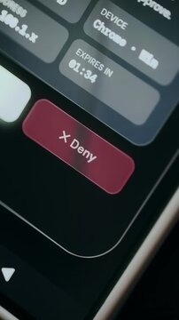 User rejects request by pressing Deny button on interface