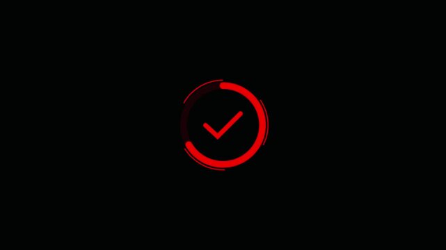 mark Animated reveal of a white checkmark icon in a green circle. Isolated on a black background.mark.animation 4k video.