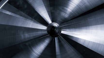 Obraz premium Abstract background of spinning bicycle wheel spokes, motion blur, metallic texture, silver and black, industrial aesthetic
