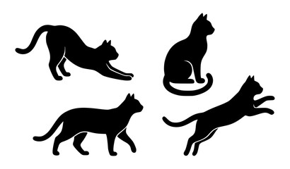 Playful cat silhouettes collection minimalist feline vector illustration for modern design © Hazara