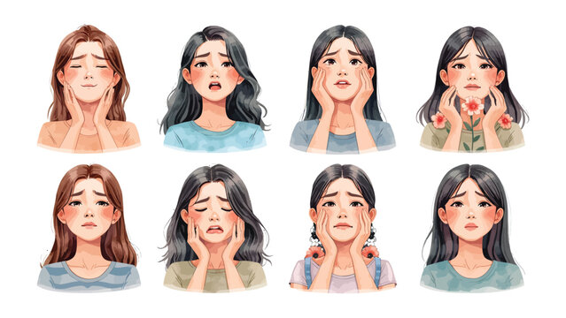 A Spectrum of Emotions: An illustrated set of watercolor portraits, each one depicting a unique emotional state, exploring the subtleties of human feeling.