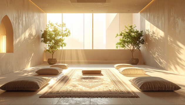 Peaceful spiritual space designed for prayer and reflection with minimal aesthetic