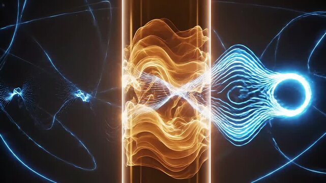 Quantum tunneling particle penetrating energy barrier wave function
