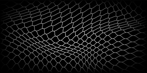 Fishing or soccer net. Repeated hexagon pattern. Black wired mesh texture isolated on white background.ilustrasion modern. © Haikal