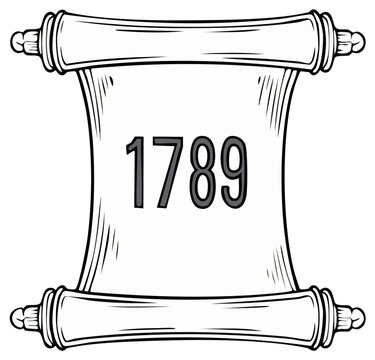 Antique scroll displaying the year 1789 in classic font design