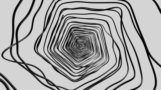 Hypnotic doodle sketch of a polygon tunnel with moving lines in a seamless loop