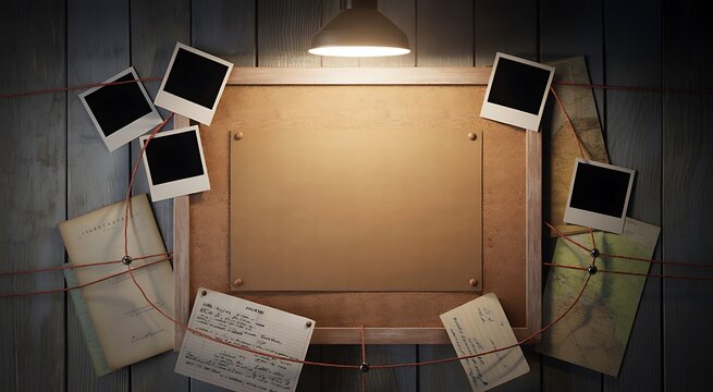 Vintage Detective Desk with Maps and Blank Paper Space