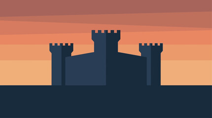 Obraz premium Caroline visits a medieval castle on a sunny day at sunset.