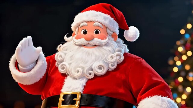 Santa Claus in red suit with white beard