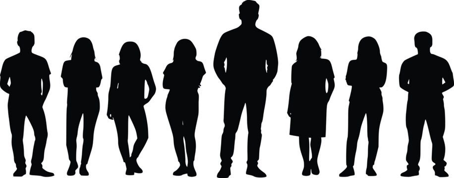 Silhouette People Group Diverse Team, Community, Standing Together