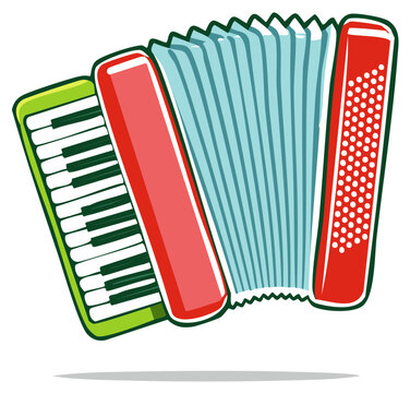 Stylized vector illustration of a classic piano accordion musical instrument