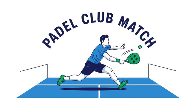 Dynamic Padel Player in Action Hitting Ball During Match at a Club Competition