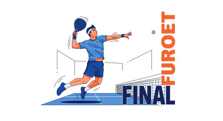 Fototapeta premium Dynamic Padel Player Performing a Powerful Overhead Smash During the Tournament's Finale