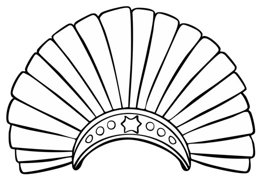 Stylized Ancient Egyptian Royal Headdress with Uraeus and Geometric Details Black and White Line Art