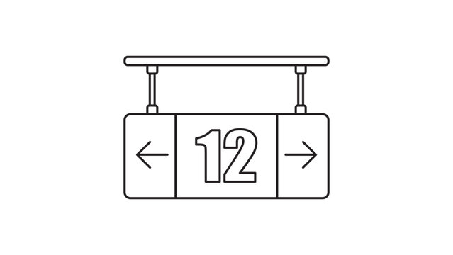 Minimalist aisle direction sign vector icon illustration featuring an editable stroke and adjustable line weight, suitable for retail shopping department markers and interior wayfinding signage.