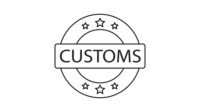 Official customs clearance stamp vector icon with an editable stroke, designed for international trade and shipping documentation as a clean minimalist outline illustration for logistics apps.