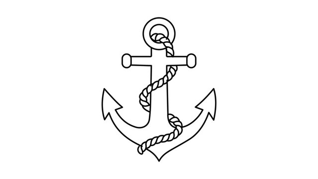 Industrial shipping anchor vector icon illustration with editable stroke and adjustable line weight for marine logistics and nautical themes, minimalist hand-drawn scalable outline design.