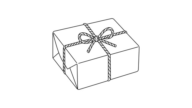 Modern wrapped package present vector icon with editable stroke, clean minimalist gift box illustration for web design elements, customizable line weight and thin outline for professional use.