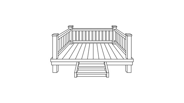 Minimalist wooden deck patio vector icon with editable stroke, high quality backyard terrace floor illustration for architectural design projects, customizable line weight and thin outline style.