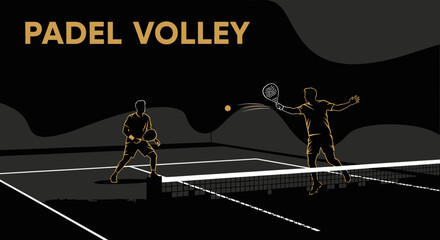 Obraz premium Dynamic Padle Volley Graphic Featuring People Silhouettes Playing the Sport