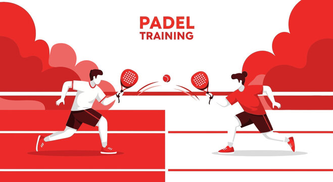 Dynamic Padle Match Illustration Depicting Intense Sport Training and Competitive Action