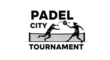 Obraz premium Dynamic Padel Silhouette Design Capturing the Action of Sport Tournament Competition