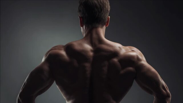 A buff man flexes his muscles, highlighting the results of a dedicated back workout routine.