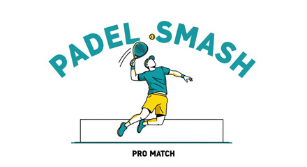 Fototapeta premium Dynamic Padel Smash Illustration Featuring An Athlete In Mid-Air, Pro Match Design