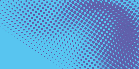 Fototapeta premium Modern purple and blue pop art retro background with halftone dotted design in comic style dynamic illustration art