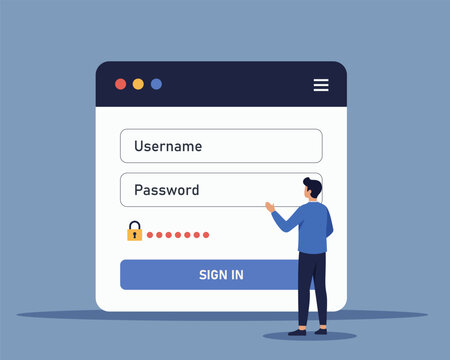 Man login website account security vector