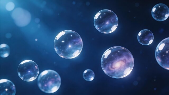 Floating bubbles with galaxy patterns