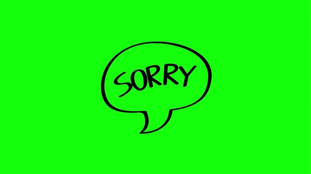 Black sorry speech bubble on green background