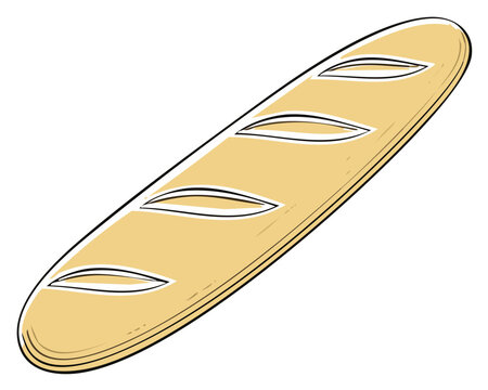 Illustration of a loaf of bread, bakery food in a cartoon style, fresh baked.