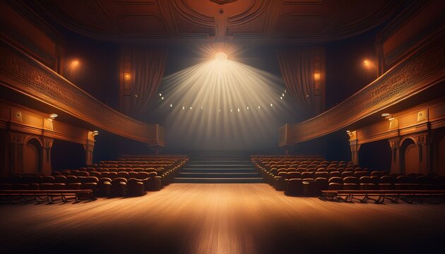moody scene with a lone spotlight and deserted auditorium wallpaper