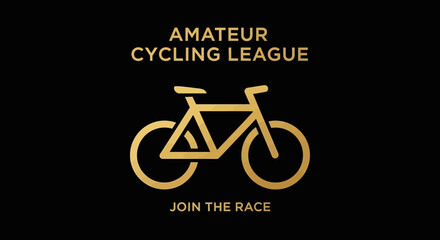 Fototapeta premium Emblem Of Amateur Cycling League With Golden Bicycle And Black Background