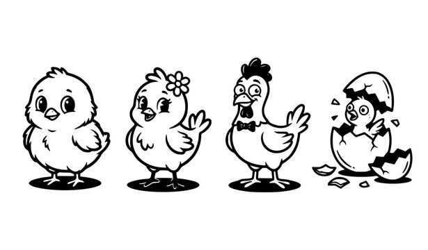 Chicken life cycle illustration chick growing chicken hen hatching