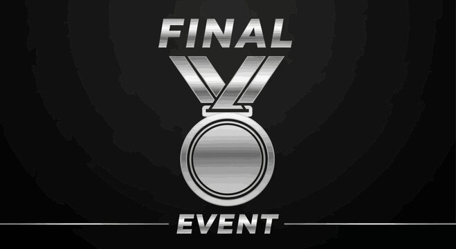 Final Event: A Silver Medal Illustrating the Ultimate Victory on Black Background