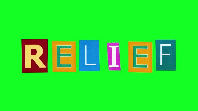 Colorful blocks evoke comfort, Vivid lettering promotes healing feelings, Brightly stacked letters symbolize soothing relief mood, Colorful arrangements and playful fonts suggest comfort