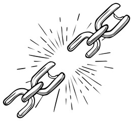 Obraz premium Broken Chain Links Symbolizing Freedom and Breaking Barriers