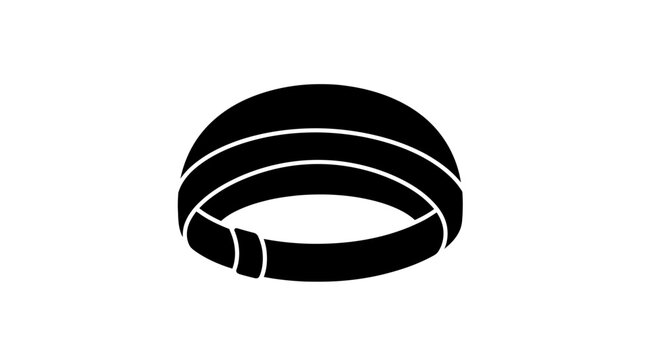 Black and white rubber O ring.