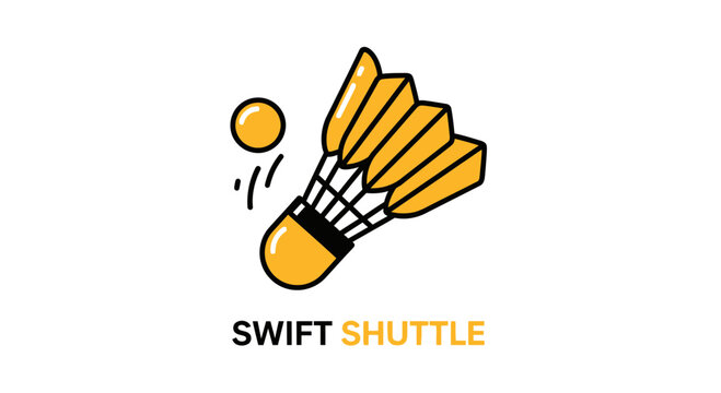 Graphic Illustration of A Badminton Shuttlecock, Sport Icon in Yellow and Black