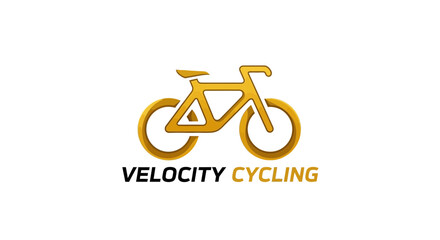 Fototapeta premium Golden Bicycle Logo Design for Velocity Cycling, Modern and Dynamic, Isolated on White Backdrop