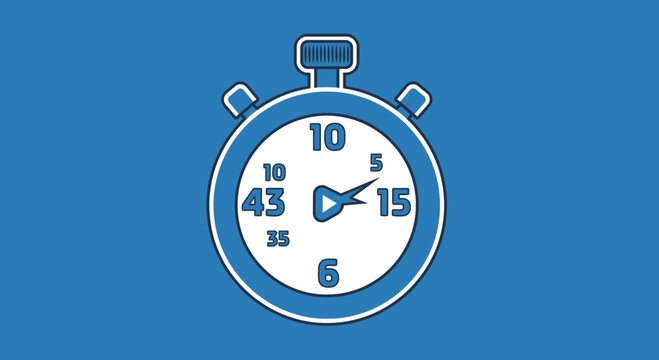 Graphic Stopwatch Illustration on a Blue Background Demonstrating Timing and Precision Clearly
