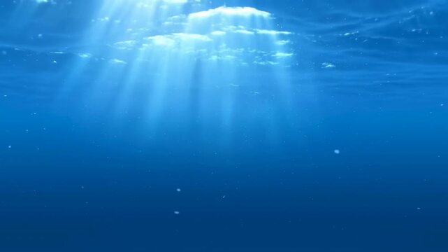 Relaxing And Peaceful Underwater Landscape Illuminated By Soft Sunlight Filtering Through Surface Waves