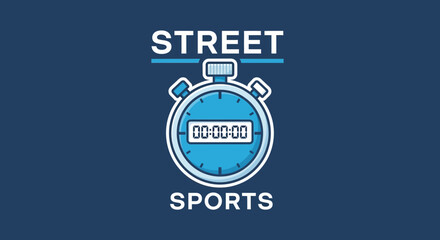 Obraz premium Graphic Design Illustrating Street Sports, Featuring a Stopwatch and Vibrant Blue Hues