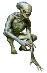 Fototapeta premium 3D Rendering Green Alien on White