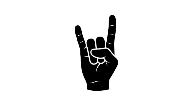 Black hand making rock on sign.